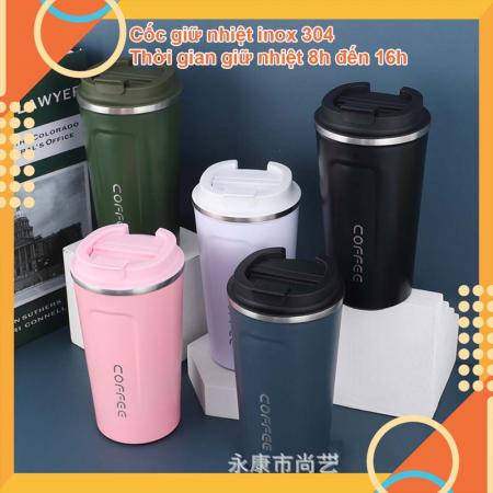 Cốc giữ nhiệt COFFEE dung tích 380ml hàng nhập khẩu chất liệu Inox304 cao cấp LK2002